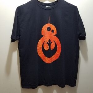 Star Wars Men's 2XL Rebel BB-8 Black Orange Short Sleeve Halloween Shirt Disney